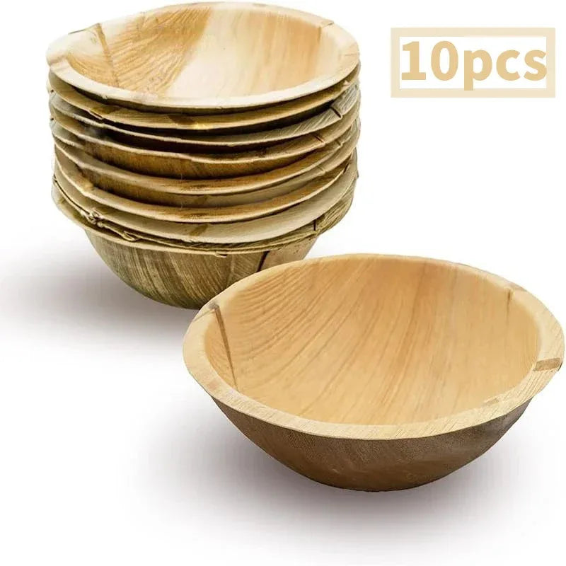 10/25Pcs 6Inch Palm Leaf Bowls Biodegradable Dessert Bowl Eco Friendly Soup Bowl Disposable Bowls For Dinner Party Birthday